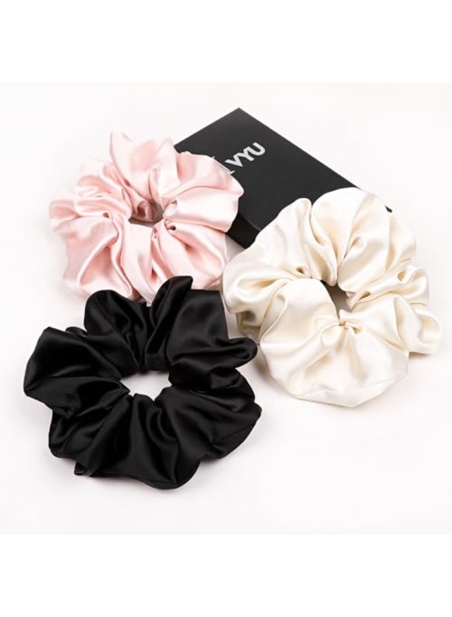 Ivyu 3 Pcs Large Silk Satin Scrunchies Extra Big Both for Thick or Thin Hair No Crease Jumbo Ponytail Holder No Hurt Your Hair for Sleep - Image 1