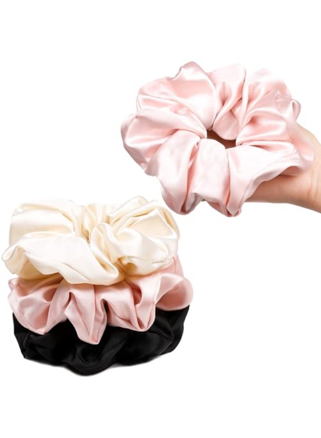 Ivyu 3 Pcs Large Silk Satin Scrunchies Extra Big Both for Thick or Thin Hair No Crease Jumbo Ponytail Holder No Hurt Your Hair for Sleep - Image 3
