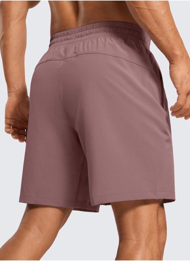 CRZ YOGA Men's Linerless Workout Shorts - 7'' Quick Dry for Running Sports Athletic Gym with Pockets Mauve Medium  - Image 2