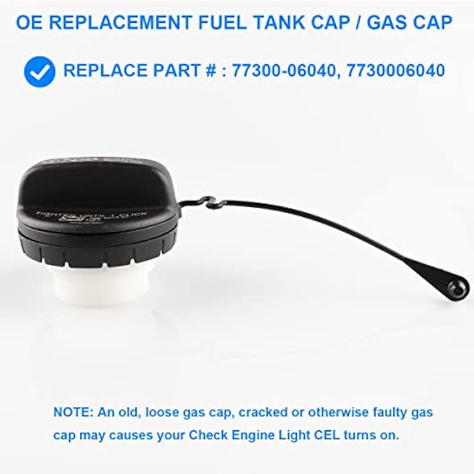 rayihni Allmotorparts Gas Cap Fuel Tank Cap Assembly Replaces 7730006040 7730006040 Compatible with Toyota  4Runner Avalon Camry Corolla Highlander Matrix RAV4 Tacoma ES350 GS350 GS460 and More - Image 2