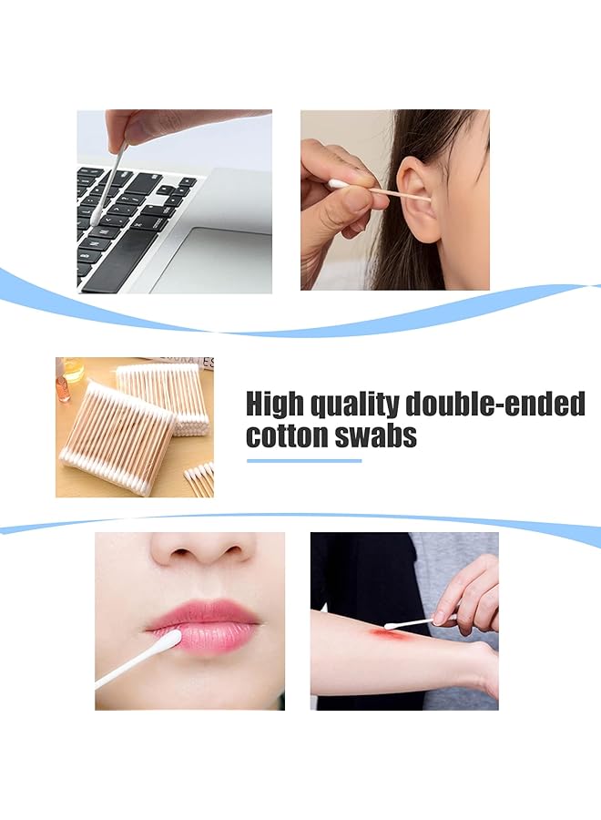 Duomama 800 Chlorine Free Wooden Cotton Swabs For Makeup Daily Cleaning Pet Care Double Thick Rounds Hypoallergenic Ear Swabs - Image 2