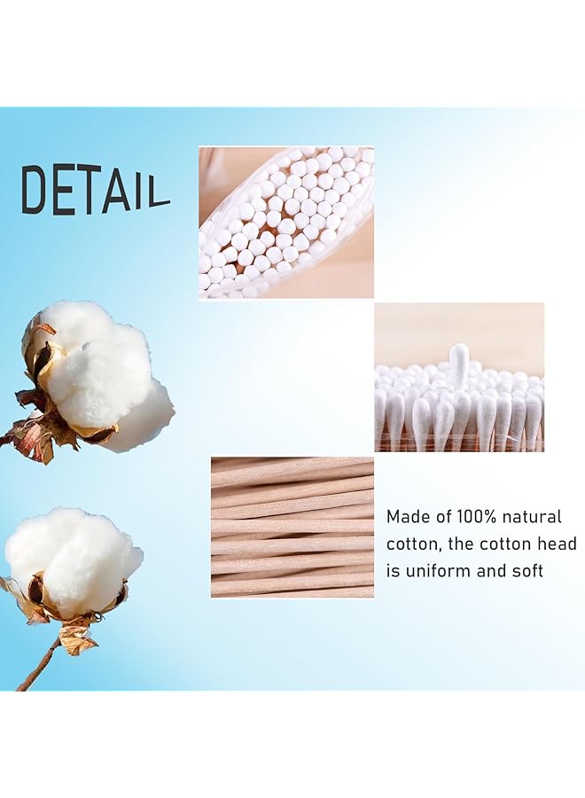 Duomama 800 Chlorine Free Wooden Cotton Swabs For Makeup Daily Cleaning Pet Care Double Thick Rounds Hypoallergenic Ear Swabs - Image 4