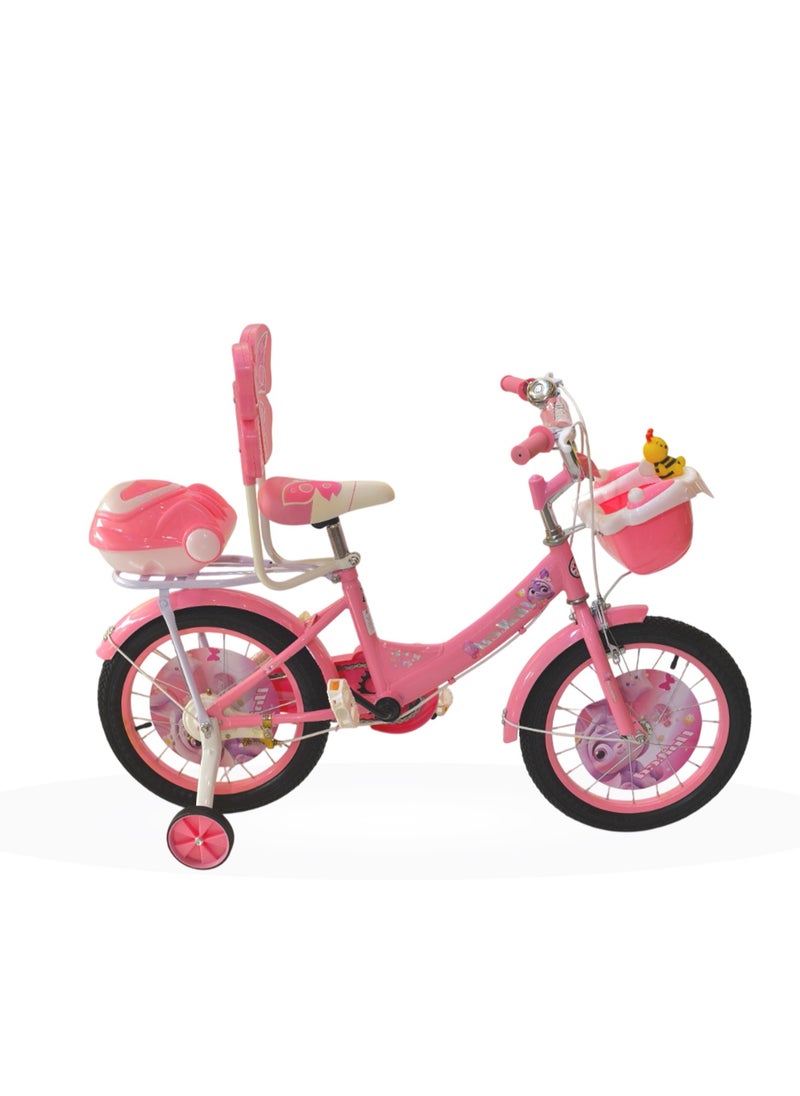 AF BABY United - Girls' 16-Inch Butterfly Bike with Front Basket, Kickstand, Training Wheels, and Colorful Design – Perfect Starter Bicycle for Young Riders Ages 4 to 8 - Image 1