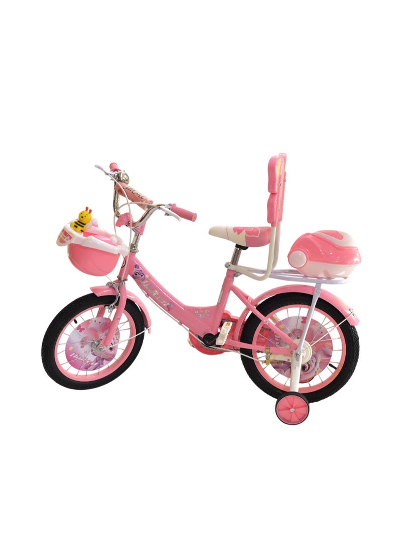 AF BABY United - Girls' 16-Inch Butterfly Bike with Front Basket, Kickstand, Training Wheels, and Colorful Design – Perfect Starter Bicycle for Young Riders Ages 4 to 8 - Image 1
