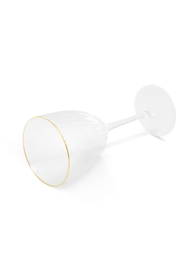 Fissman  2-Piece Wine Glass with Embossed Pattern And Gold Rim Glassware Set  | Best Price UAE