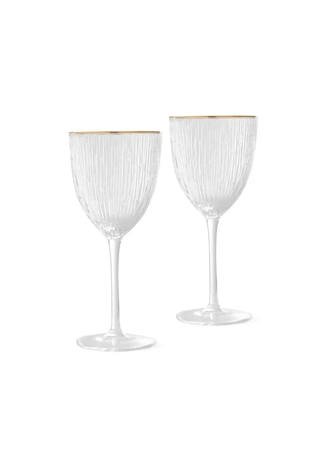 فيسمان 2-Piece Wine Glass with Embossed Pattern And Gold Rim Glassware Set