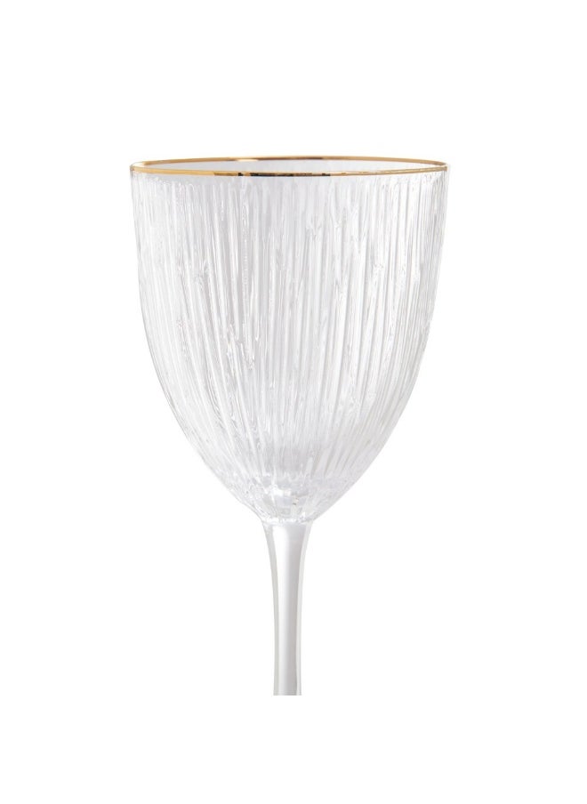 Fissman 2-Piece Wine Glass with Embossed Pattern And Gold Rim Glassware Set  - Image 5