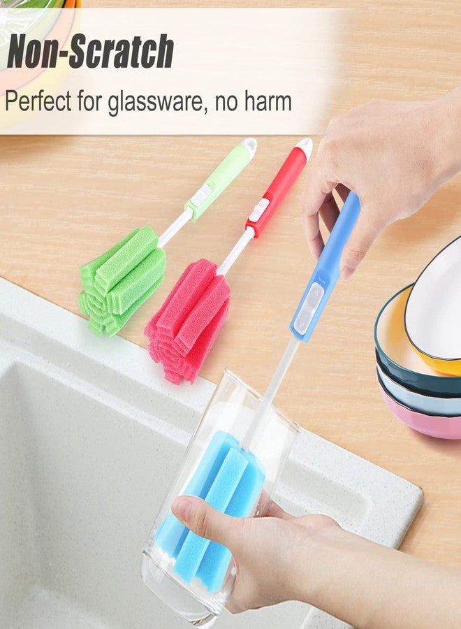 Cositina 3 Pack Sponge Cleaning Brush Soft Foam Sponges Bottle Scrubber Dishwashing Brushes with Adjustable Long Plastic Handle for Home Kitchen Baby Bottle Coffee Glasses Pot - Image 5