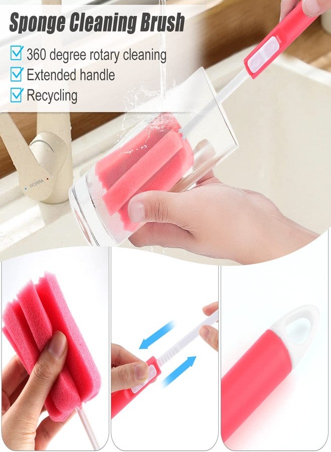 Cositina 3 Pack Sponge Cleaning Brush Soft Foam Sponges Bottle Scrubber Dishwashing Brushes with Adjustable Long Plastic Handle for Home Kitchen Baby Bottle Coffee Glasses Pot - Image 3