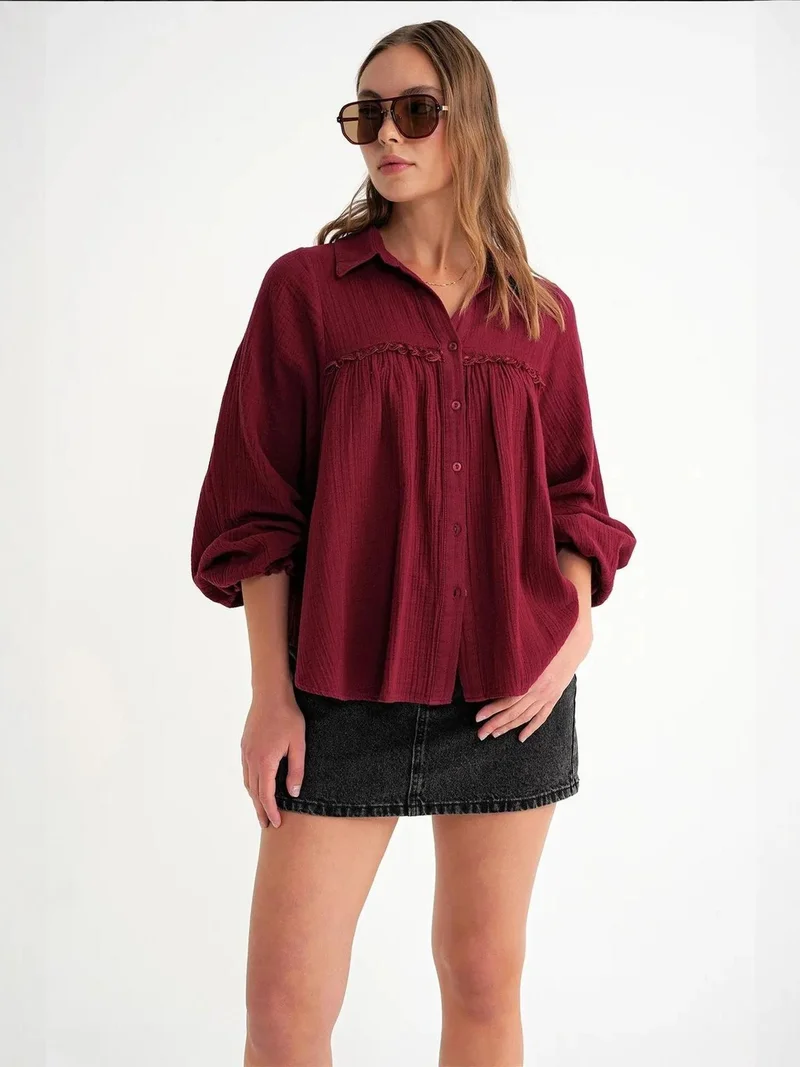 MixRay Mixray Textured Cotton Button-Up Shirt