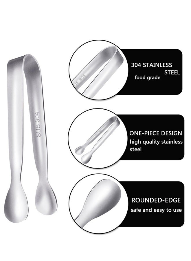 GUSGU 4pcs Mini Ice Tongs Sugar Tongs, Stainless Steel Small Serving Tongs, Appetizers Tongs for Coffee Tea Sugar Candy Ice Cube Party Bar Kitchen 10.5cm - Image 3