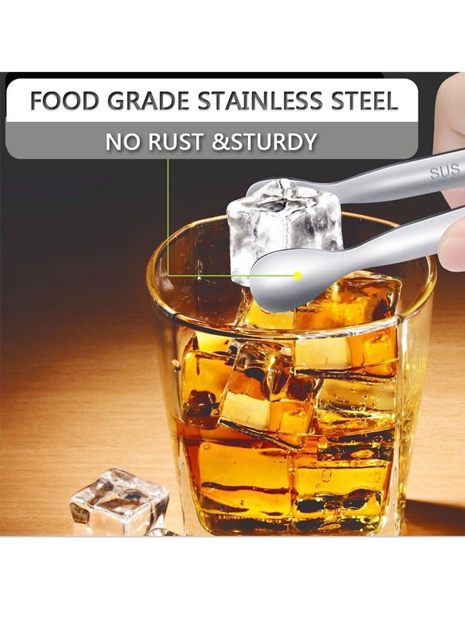 GUSGU 4pcs Mini Ice Tongs Sugar Tongs, Stainless Steel Small Serving Tongs, Appetizers Tongs for Coffee Tea Sugar Candy Ice Cube Party Bar Kitchen 10.5cm - Image 4