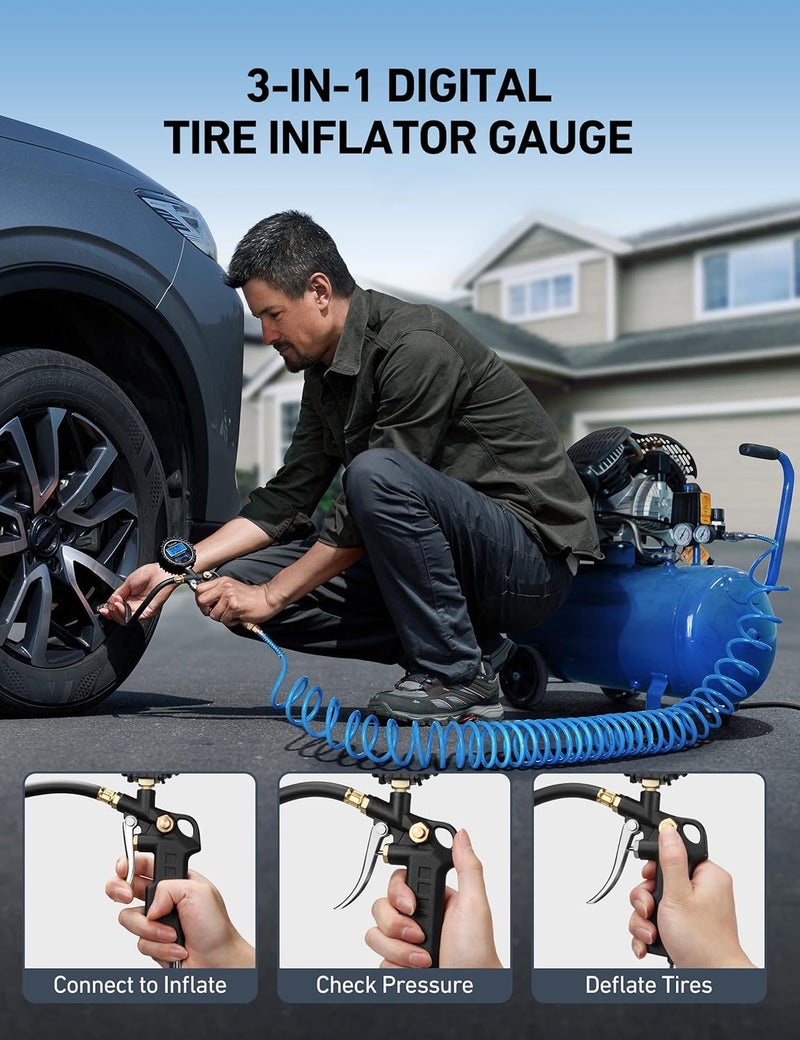 MURCY 200 PSI Digital Tire Inflator Gun with Pressure Gauge & Hose for Cars, Bikes, Motors & Vehicles - Image 5