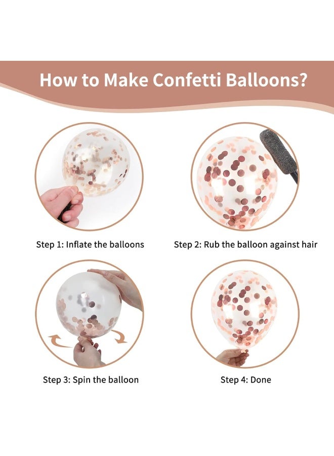 ThePartyPopper 50 Pcs Rose Gold and White Balloons Set – 12 Inch Metallic Rose Gold, White & Confetti Latex Balloons Kit for Birthday, Wedding, Anniversary, Christmas & New Year Party Decorations - Image 5