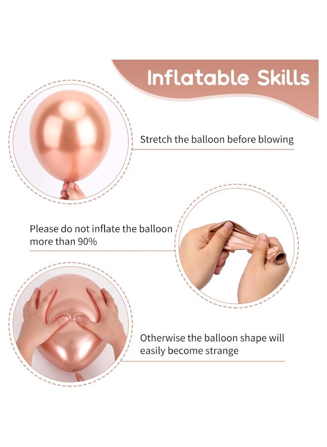 ThePartyPopper 50 Pcs Rose Gold and White Balloons Set – 12 Inch Metallic Rose Gold, White & Confetti Latex Balloons Kit for Birthday, Wedding, Anniversary, Christmas & New Year Party Decorations - Image 4
