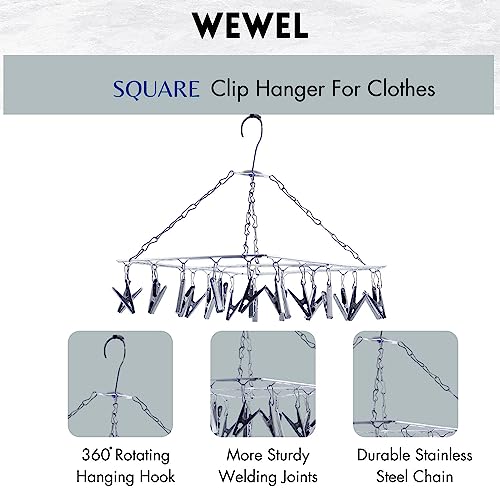 WEWEL® Heavy Quality Square Stainless Steel Clothes Drying Hanger - Oreo Clips Heavy Quality Rust Free Pegs for Diapers, Hosiery, Socks, Undergarments, and Infant Clothes: 25 pc - Image 5