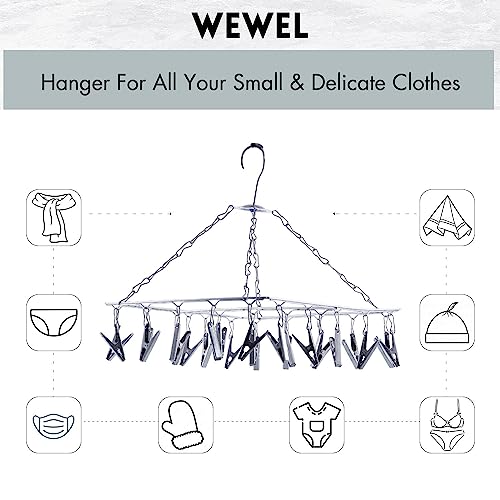 WEWEL® Heavy Quality Square Stainless Steel Clothes Drying Hanger - Oreo Clips Heavy Quality Rust Free Pegs for Diapers, Hosiery, Socks, Undergarments, and Infant Clothes: 25 pc - Image 4