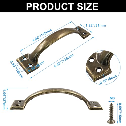 Murtenze 20PCS 55 Inch Barn Door Handles Bronze Vintage Gate Handles Curved Gate Pulls Farmhouse Cabinet Handles for Kitchen Cupboard Furniture Drawer Cabinet Hardware - Image 3