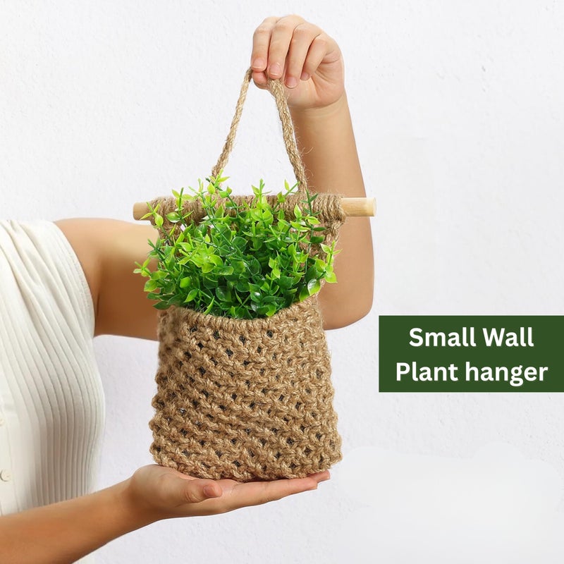 Shineloha 2 Packs Macrame Wall Planters with Artificial Eucalyptus | Macrame Plant Hanger, Wall Plant Holders for Boho, Bathroom, Bedroom & Wall Hanging Decor (2 Packs, Brown) - Image 2