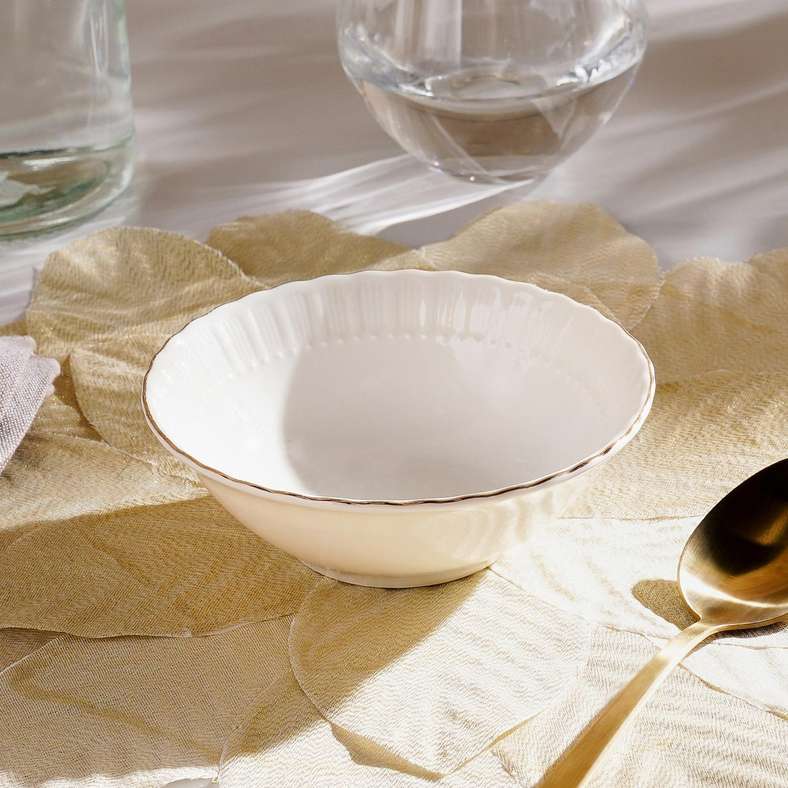Safir Porcelain Cereal Bowl Dia14cm -White