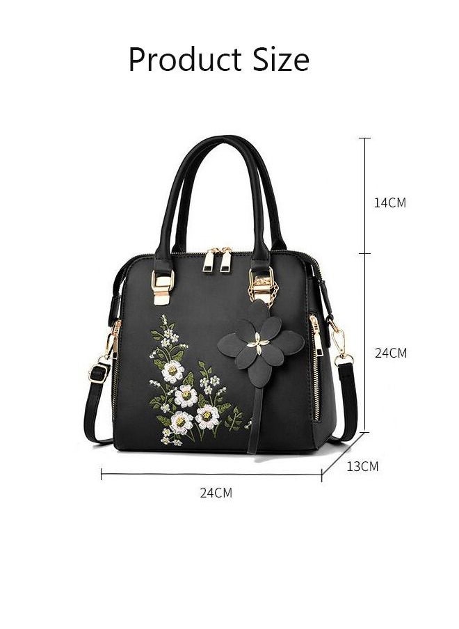 DUNISO Womens Elegant Embroidery Purses and Handbags Shoulder Bag Ladies Designer Satchel Messenger Tote Bag Crossbody Bag for Ladies  - Image 3