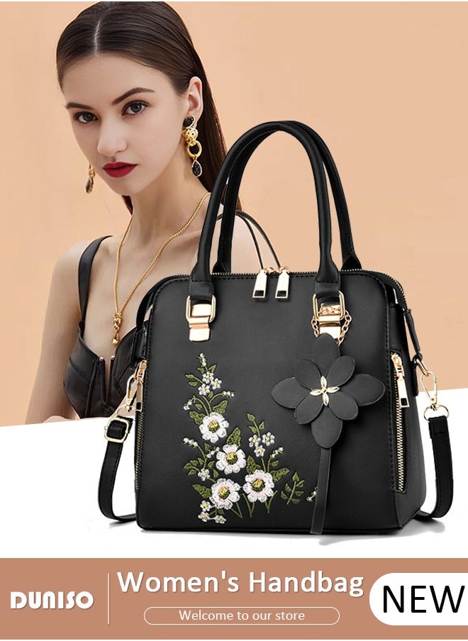 DUNISO Womens Elegant Embroidery Purses and Handbags Shoulder Bag Ladies Designer Satchel Messenger Tote Bag Crossbody Bag for Ladies  - Image 1