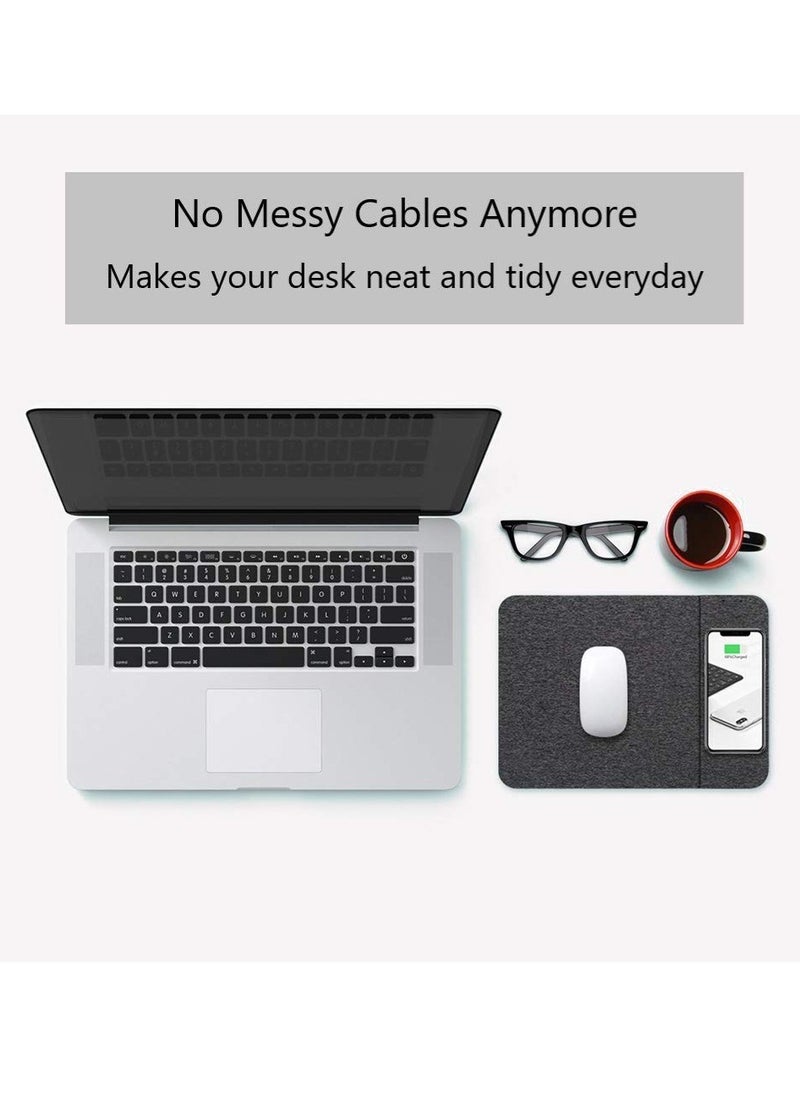 Excefore - Fast Wireless Charging Mouse Pad 15W Qi Certified Fabric Case Friendly Large Wireless Charger Gaming Mouse Mat for iPhone 14/13/12 Pro/Xs/X/8/11 Samsung S10 Note 10 Gogle Pixel 4/3 XL - Image 1