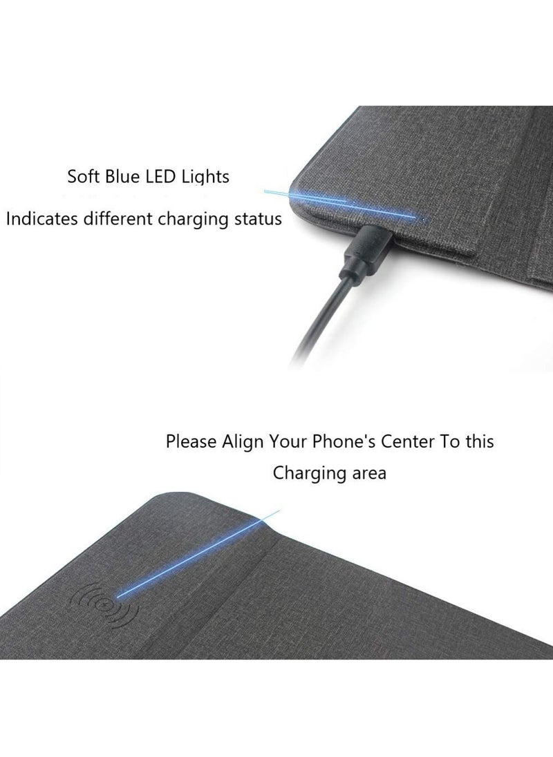 Excefore - Fast Wireless Charging Mouse Pad 15W Qi Certified Fabric Case Friendly Large Wireless Charger Gaming Mouse Mat for iPhone 14/13/12 Pro/Xs/X/8/11 Samsung S10 Note 10 Gogle Pixel 4/3 XL - Image 1