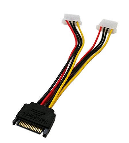 zdyCGTime 6 Inch Sata 15-Pin Male to Dual 4 Pin Molex Lp4 Female IDE Hard Drive Power Y-Adapter Converter Cable,Male to Female for 12V/5V IDE HDD DVD - Image 4
