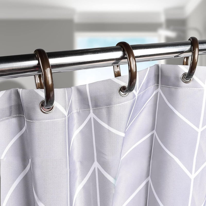 Qulable Shower Curtain Rings-12 Pack- Plastic Shower Curtain Hooks O-Shaped Rings Hook Glide Easily on Bathroom Shower Rod(Bronze) - Image 4