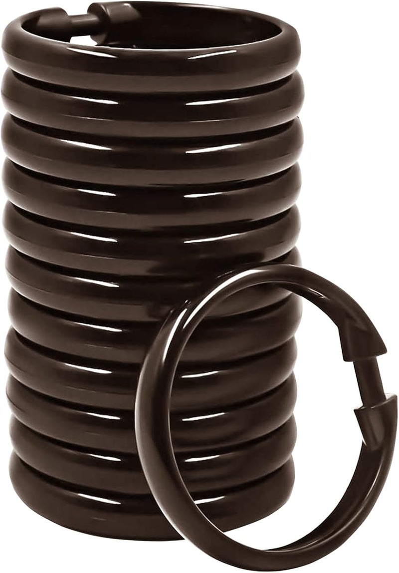 Qulable Shower Curtain Rings-12 Pack- Plastic Shower Curtain Hooks O-Shaped Rings Hook Glide Easily on Bathroom Shower Rod(Bronze) - Image 1
