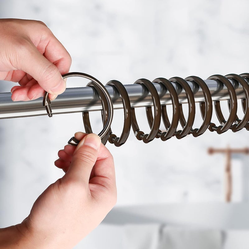 Qulable Shower Curtain Rings-12 Pack- Plastic Shower Curtain Hooks O-Shaped Rings Hook Glide Easily on Bathroom Shower Rod(Bronze) - Image 3