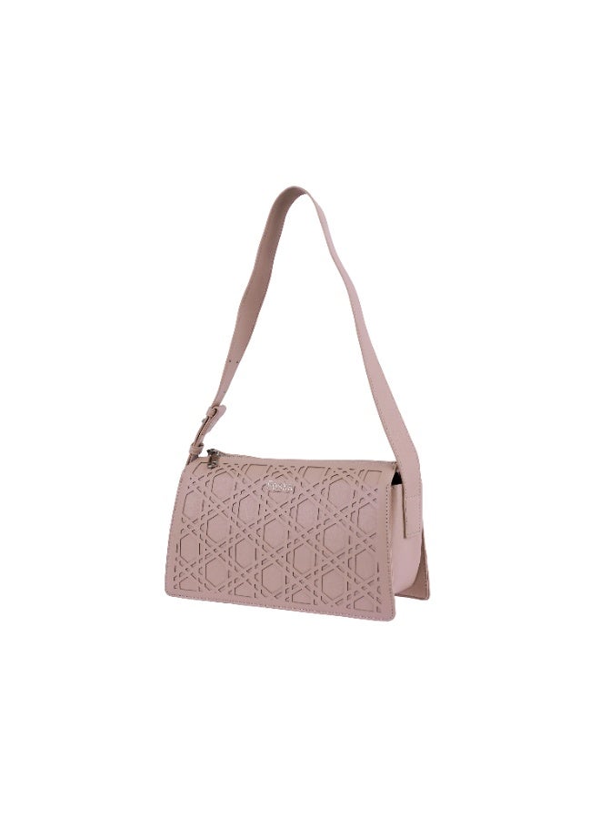 فوسكا شنطة Foska كتف وهاند باج (Top Handle) نسائية بقلاب ومشبك ذهبي – تصميم هيكلي كلاسيكي لون وردي فاتح (بينك) – مقاس 28x18.5 سم - Image 2