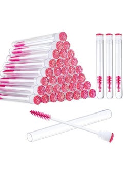 Patelai 80 Pieces Disposable Mascara Brushes Tubes Set, 40 Pieces Empty Mascara Wand Tube With 40 Pieces Eyelash Brush Makeup Tool Cleaning Brush For Eyelash Extension (Pink Snowflake Style)  - Image 1