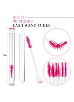 Patelai 80 Pieces Disposable Mascara Brushes Tubes Set, 40 Pieces Empty Mascara Wand Tube With 40 Pieces Eyelash Brush Makeup Tool Cleaning Brush For Eyelash Extension (Pink Snowflake Style)  - Image 2