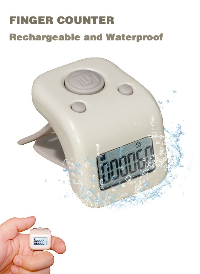 Rechargeable Finger Counter, IPX8 Waterproof Lap Counter, Silent 6 Channels Digital Tasbih Tally Clicker with LED for Prayer Swimming Knitting Gift - Image 1