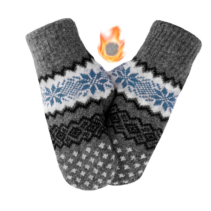 OVOY Winter Double Layer Knit Mittens for Men-Women - Warm Soft Snow Gloves for Cold Weather Accessories for Gift - Image 1