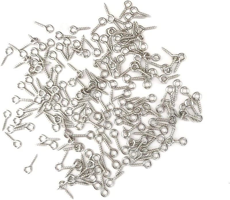 IDEALSV Small Mini Screw Eyes Pin Tiny Screw in Hooks Jewelry Metal Ring (250 PCS) - Image 1