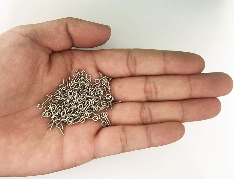IDEALSV Small Mini Screw Eyes Pin Tiny Screw in Hooks Jewelry Metal Ring (250 PCS) - Image 4