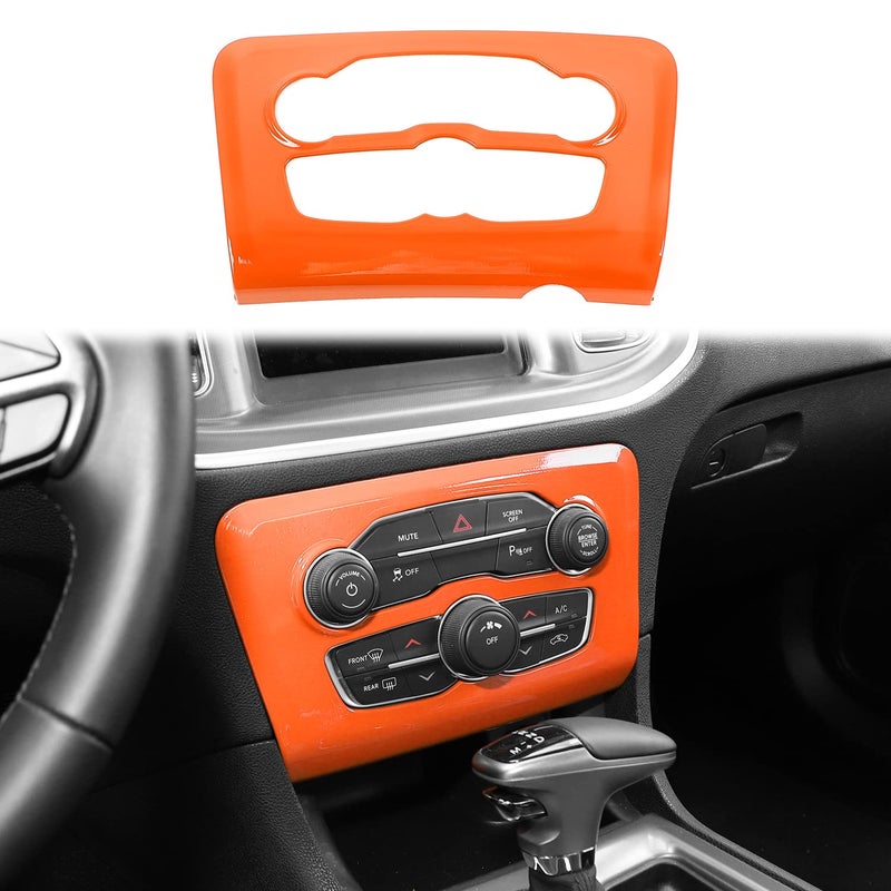 Voodonala for Charger Radio AC CD Switch Panel Center Consoles Trim for 2015-2024+ Dodge Charger Interior Accessories,ABS Orange 1pc