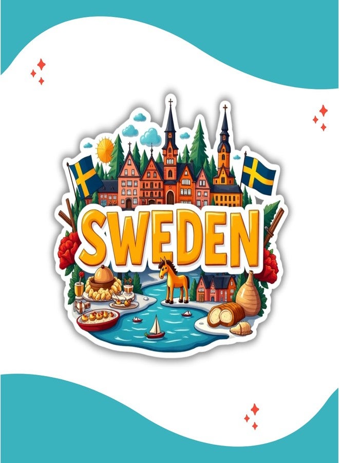 GiftOday Sweden Country Theme Souvenir Wooden Refrigerator Stylish Fridge Magnet - Perfect Souvenir Gift for Brother, Sister, Kids | Kitchen Decor | Fridge Decoration | Size 3x3 Inches | Pack of 1 - Image 5