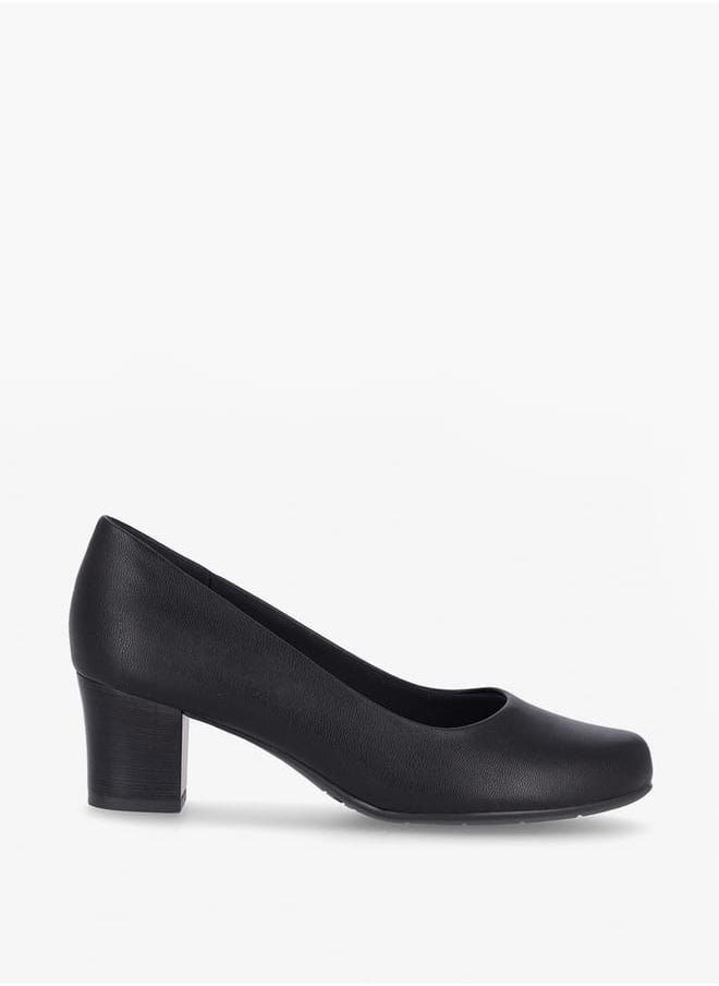 Piccadilly - Women Round Toe Slip-On Pumps with Block Heels - Image 1