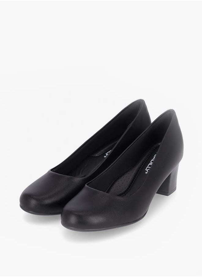 Piccadilly - Women Round Toe Slip-On Pumps with Block Heels - Image 1