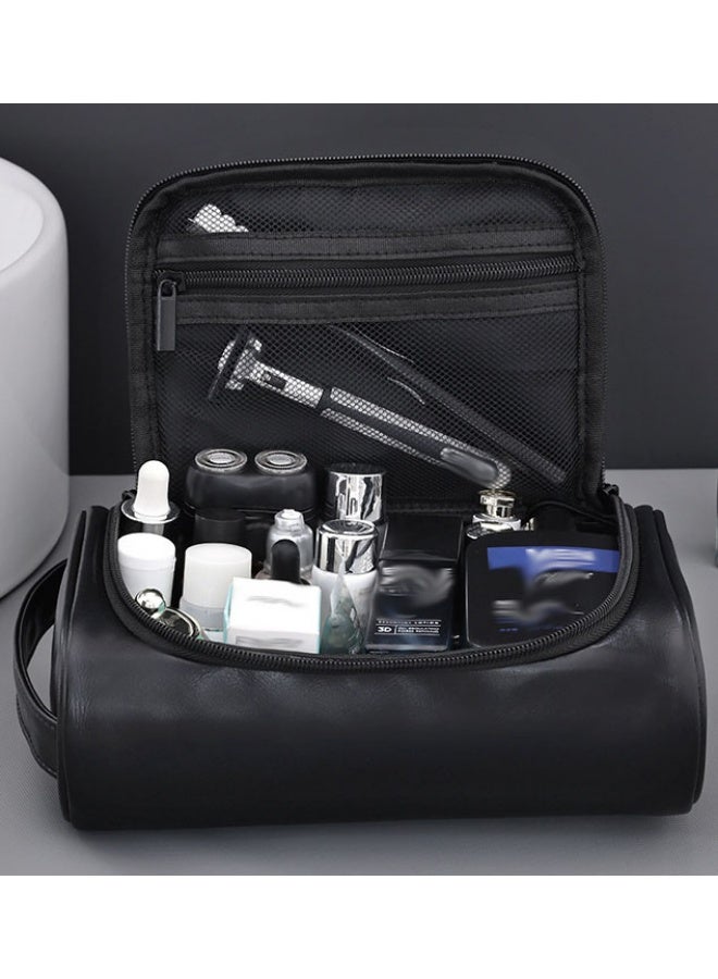 حقيبة أدوات الزينة للرجال - جلد PU مقاوم للماء، حقيبة أدوات الزينة المدمجة للسفر، منظم أدوات الحلاقة والعناية الشخصية - Image 4