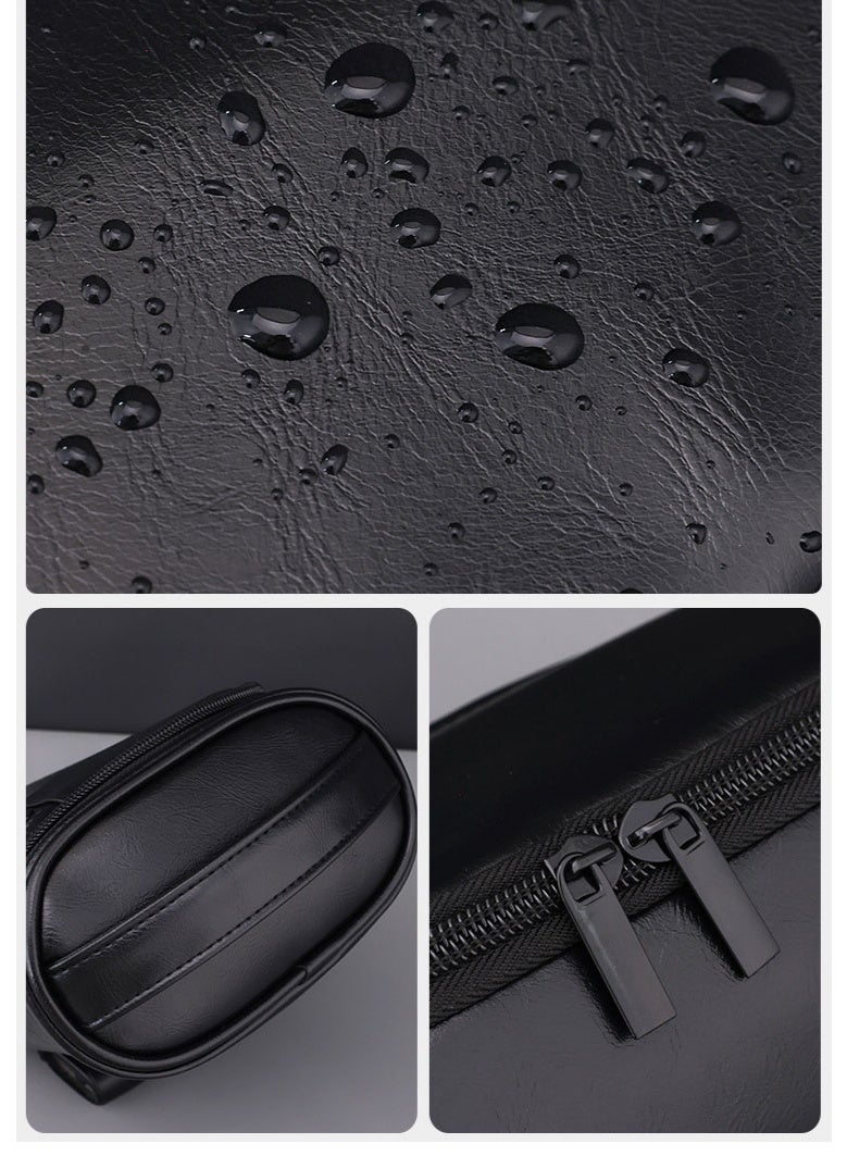 حقيبة أدوات الزينة للرجال - جلد PU مقاوم للماء، حقيبة أدوات الزينة المدمجة للسفر، منظم أدوات الحلاقة والعناية الشخصية - Image 2