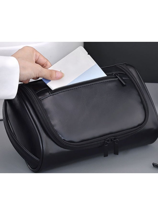 حقيبة أدوات الزينة للرجال - جلد PU مقاوم للماء، حقيبة أدوات الزينة المدمجة للسفر، منظم أدوات الحلاقة والعناية الشخصية - Image 3