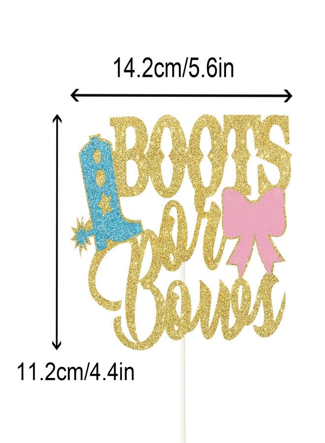 PANHUI Boots or Bows Cake Topper,Glitter Gender Reveal Baby Shower Party Decorations for Photo Booth Props, He or She Boy or Girl Cake Decor - Image 3