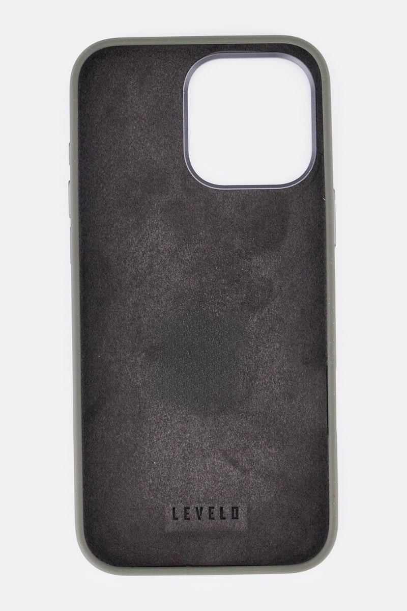 LEVELO iPhone 16 Pro Max Morphix Silicone Case With Leather Grip, Grey - Image 3