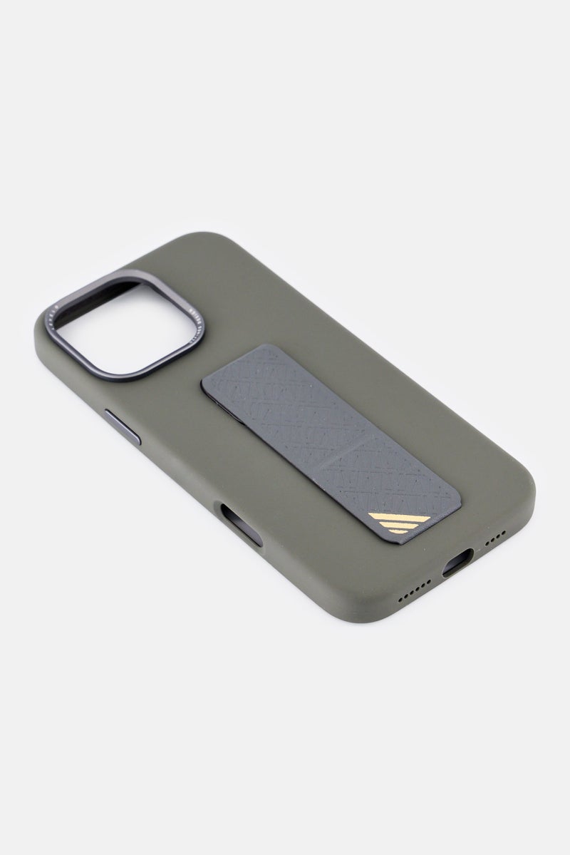 LEVELO iPhone 16 Pro Max Morphix Silicone Case With Leather Grip, Grey - Image 4