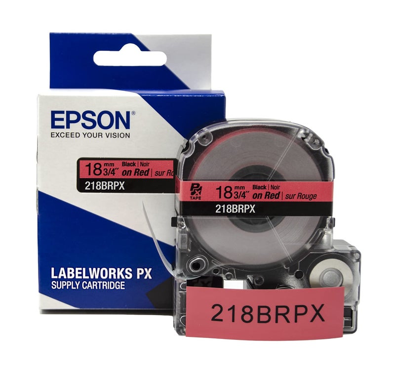 LABELWORKS Epson LABELWORKS 218BRPX Genuine PET (Polyester) Tape Cartridge - Black on Red Label Maker Tape - 3/4" (18MM) Wide, 30' - Image 5